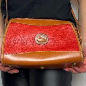 Authentic Vintage Dooney and Bourke Cross Body Bag Red and Tan